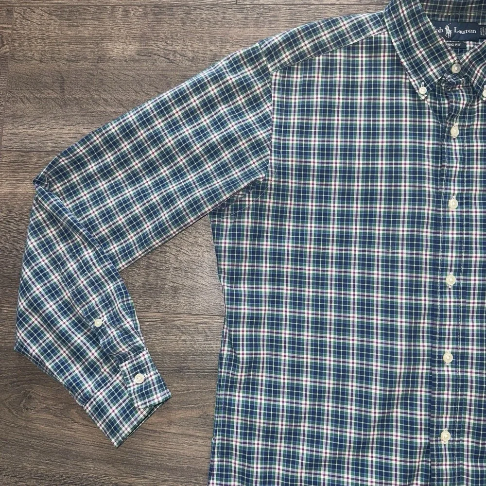 Polo Ralph Lauren Oxford Multicolor Plaid Blue Pony Cotton Button Down Shirt S/P